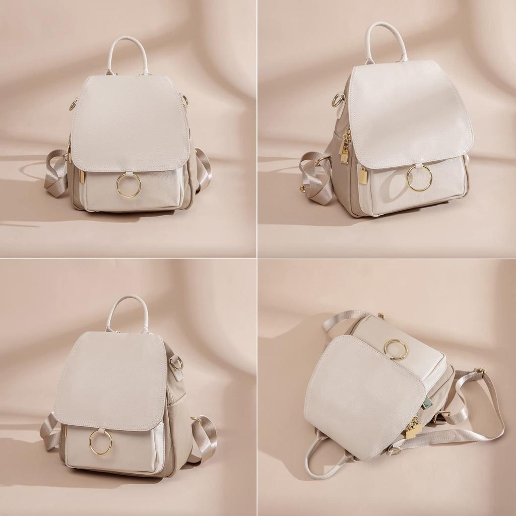 Rucksack Shoulder Mini 8 Large Oxford PU Beige [SUNLUTO] Women's Bag, Small, Cute, 3-Way Bag, Stylish, Simple, Pockets, Capacity, Backpack,