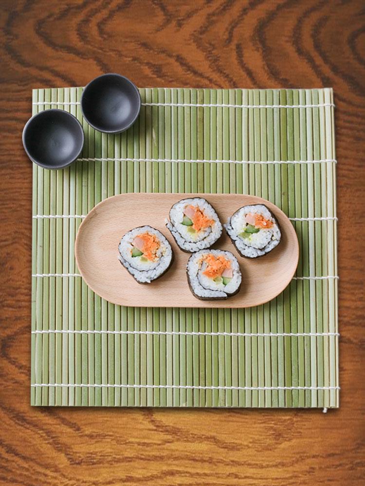Natural Bamboo Sushi Rolling Mat and Curtain Set
