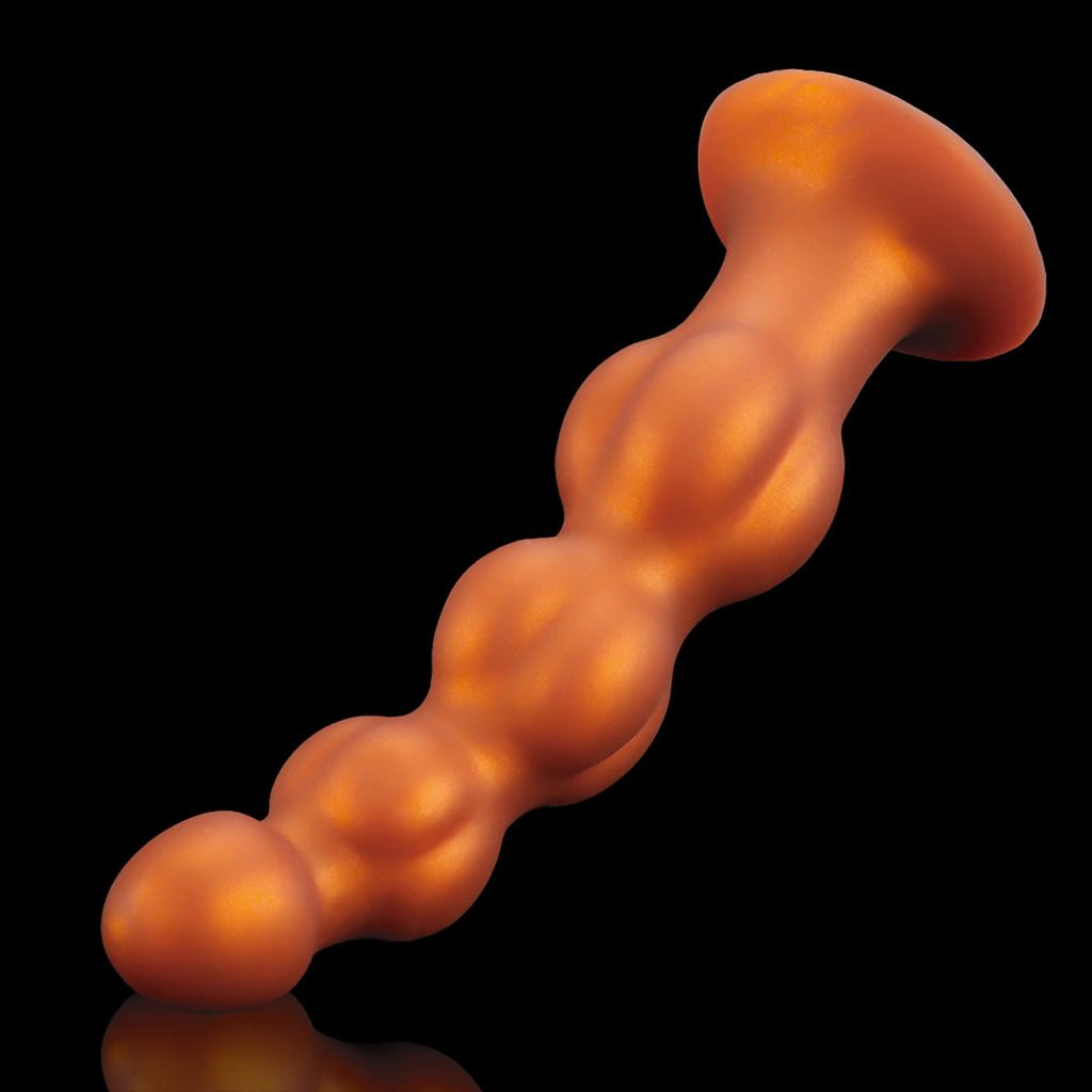 Liquid Silicone Anal Beads with Suction Cup   - Soft Butt Plug for Women & BDSM - Discreet Adult Toys