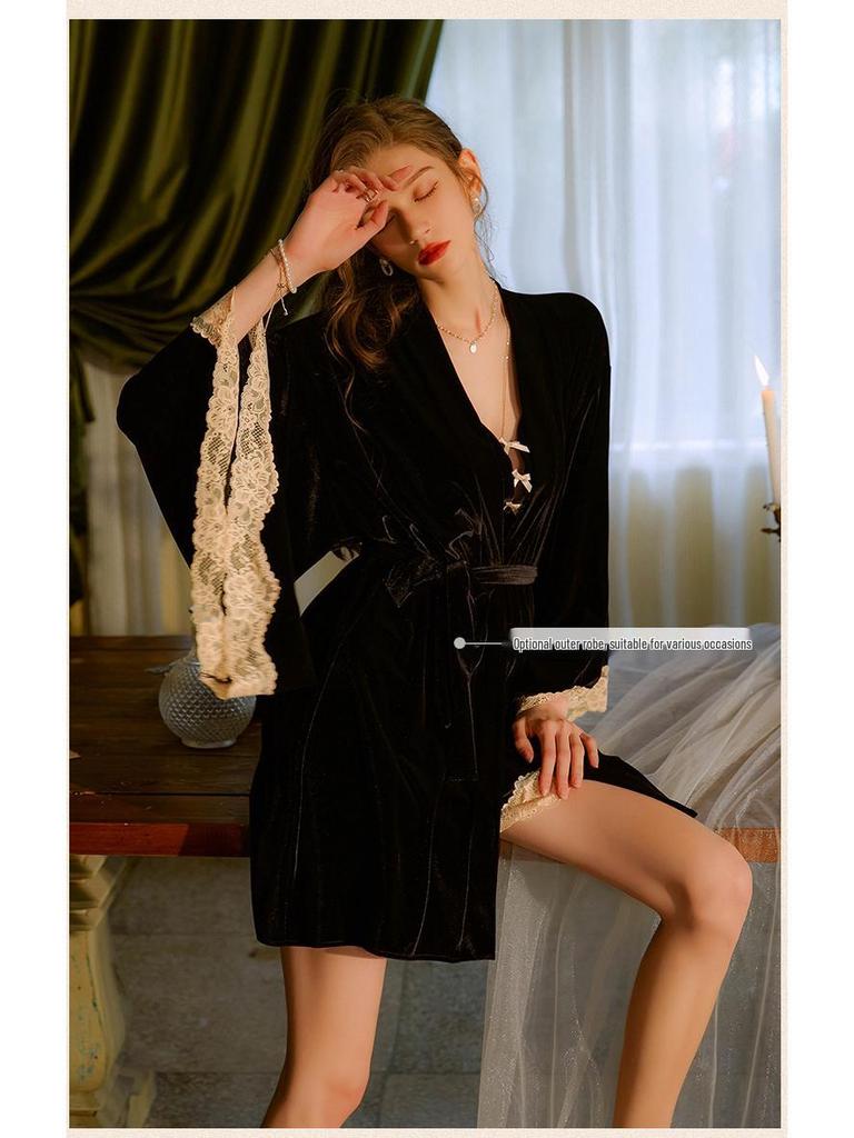 Velvet Camisole Nightdress & Robe Set for Women - Autumn/Winter 2022 Collection