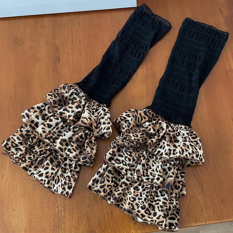 New Winter Warm Leopard Print Leg Warmer for Women Vintage Y2K Subculture Personality Long Sock Fashion Spicy Girl Boot Covers