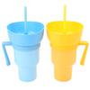 1000ml Snack Cups with Straw Leak-Proof Snack and Drink Cup Popcorn Beverage Cup 2 In 1 Color Changing for Cinema Home Travel