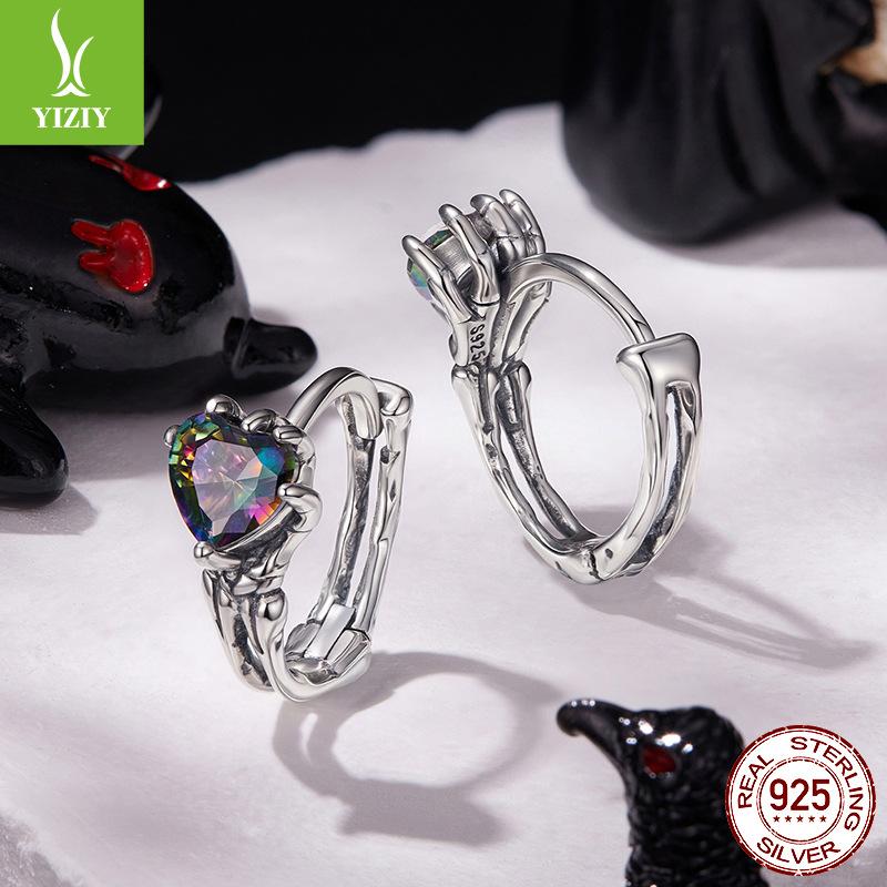 Halloween Love Skull Hand Ear Clasp Personality Dark Wind S925 Sterling Silver Earrings Earrings