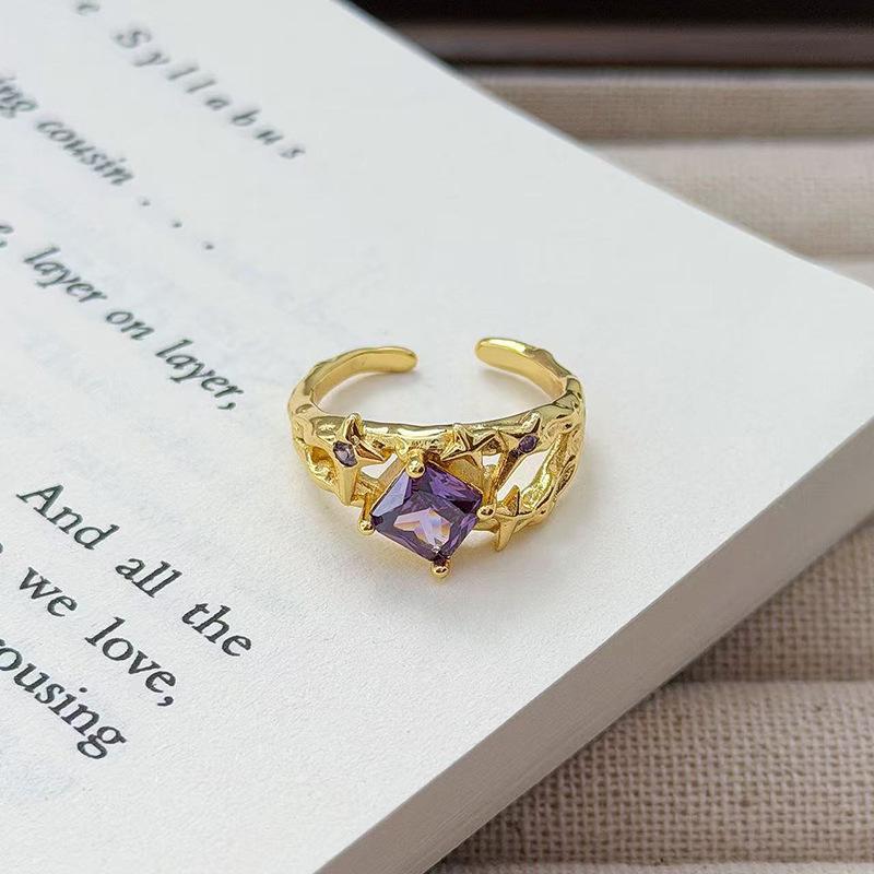 Medieval French Retro Full Diamond Open Ring Fashion High Sense Temperament Niche Design Exquisite Diamond Accessories Women