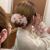 Large Intestine Circle Embroidered Mesh Scrunchie Elastic Bun Rubber Bands Floral Hair Rope  Women