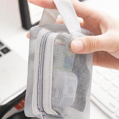 Bolsas para llaves de gran capacidad, bolsa de cosméticos transparente, bolsa de almacenamiento de malla cuadrada, mini monedero con cremallera, mini neceser, estuche de papelería