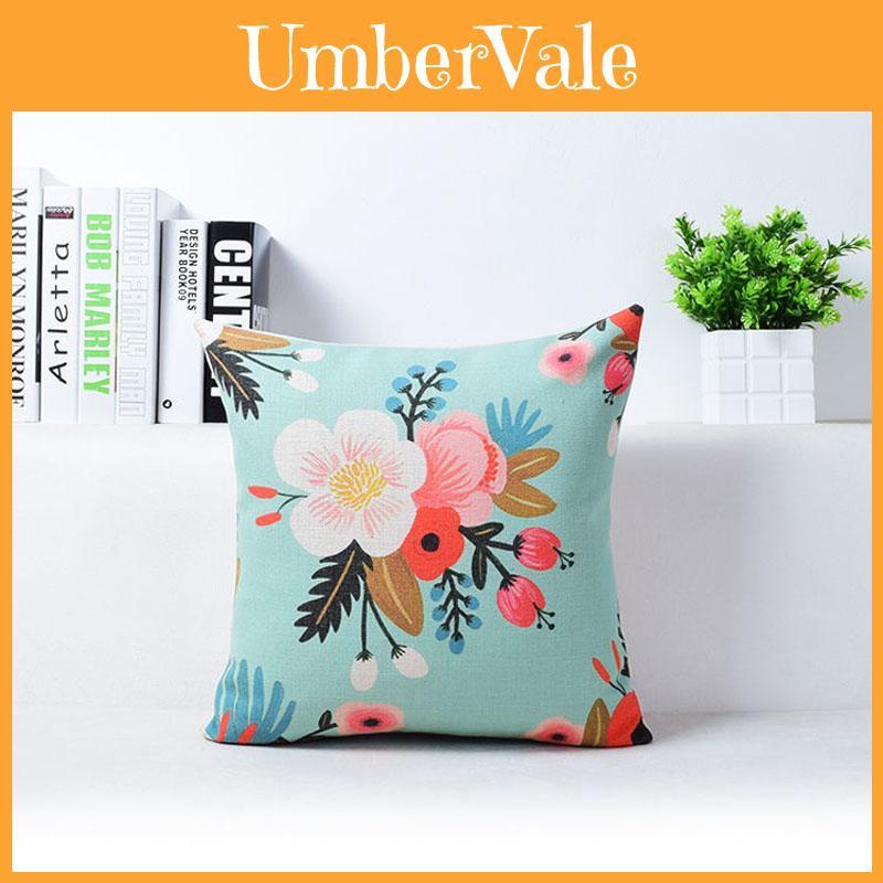Stunning Vivid Flower Floral Plants Linen Pillow Case For Stylish Cushion Cover 18