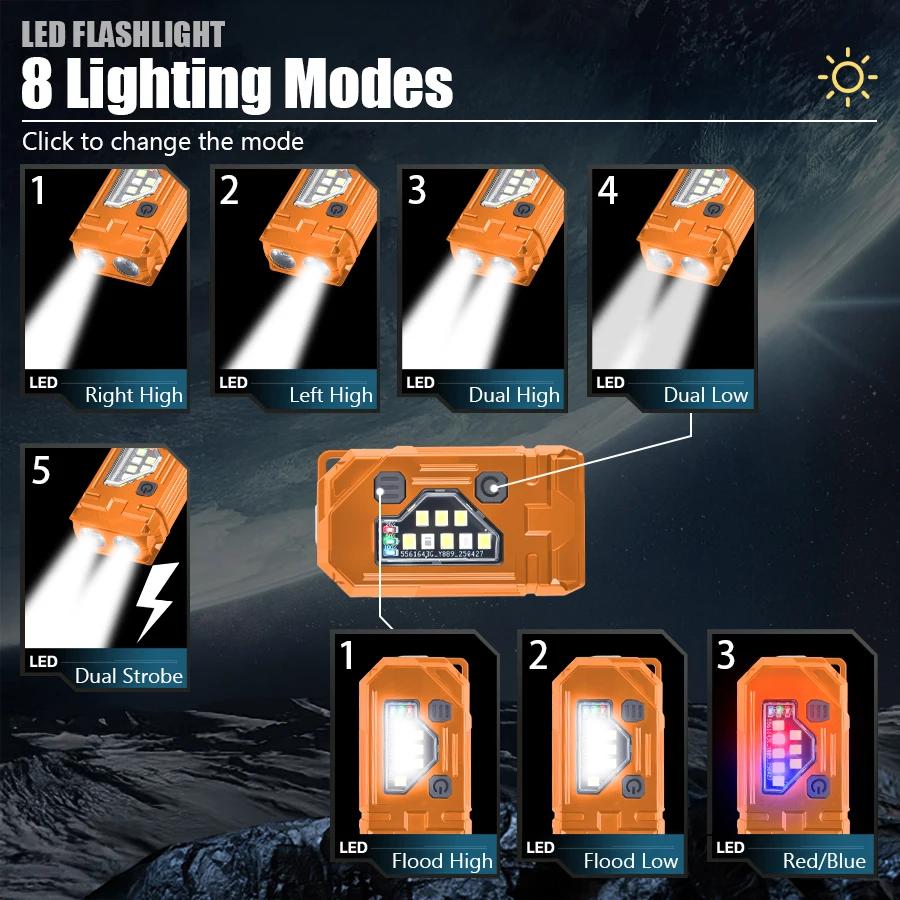 Portable Keychain Flashlight Led Rechargeable EDC Torch with Magnetic Cap Clip Lamp Flash Light Outdoor Camping Fishing Tool