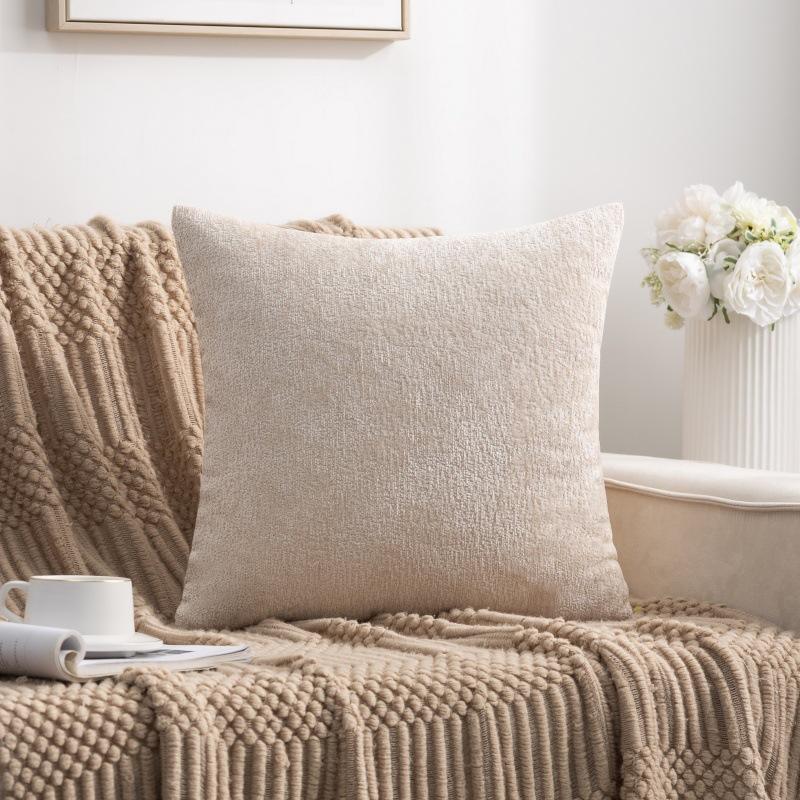 Pillow Cover Chenille Living Room Sofa Simple Modern Double-sided Solid Color Cushion Cover Core-free Bedside Pillow Backrest