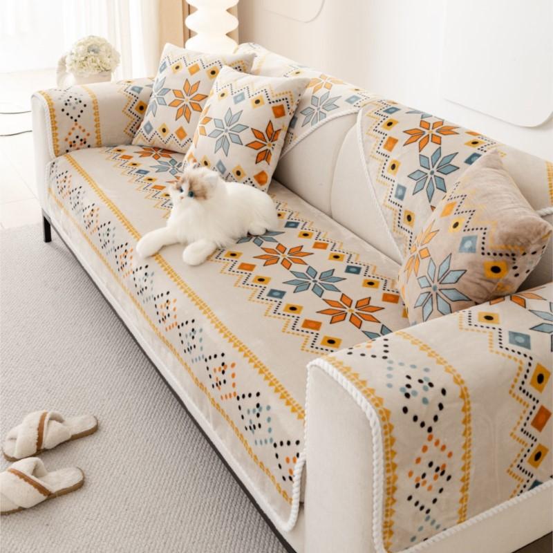Nordic Flannel Sofa Covers for Living Room Anti-Slip Dustproof Sofa Covers Universal Bohemian  Sofas Funda Sofa Cushion