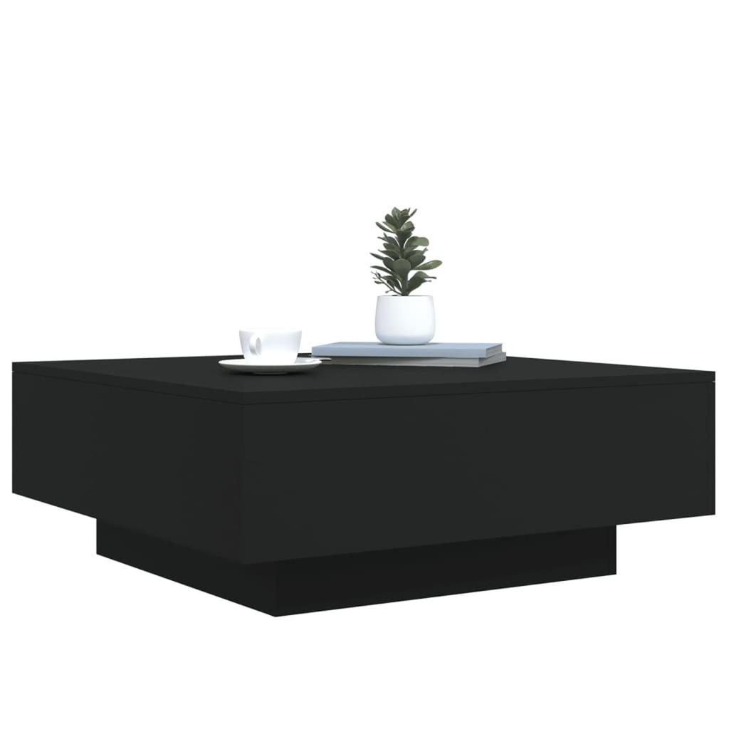 Minimalistischer schwarzer Couchtisch für das Wohnzimmer, Gartentisch, Balkon-Café-Tisch, Vitrine, Multifunktionstisch, 80x80x31 cm Holzwerkstoff