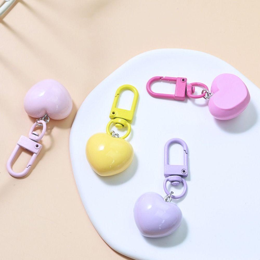 5pcs Anti-lost Love Resin Keychain Colorful Car Keychain Cute Heart Pendant Keyring  Earphone Bag