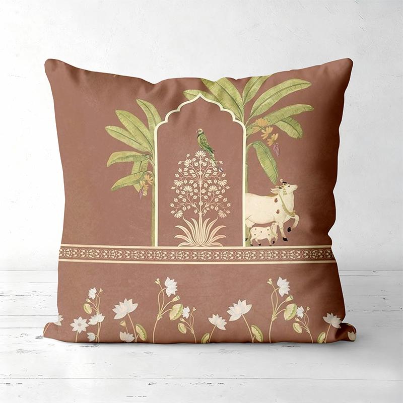 Indian Style Decorative Cushion Covers Floral Peacock Cow Polyester pillowcase, sofa decorative cushion cov Headboard Pillow