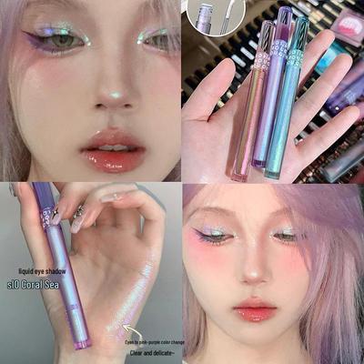 OUOII Fard à paupières liquide pailleté caméléon: Paillettes nacrées scintillantes pour maquillage sous les yeux