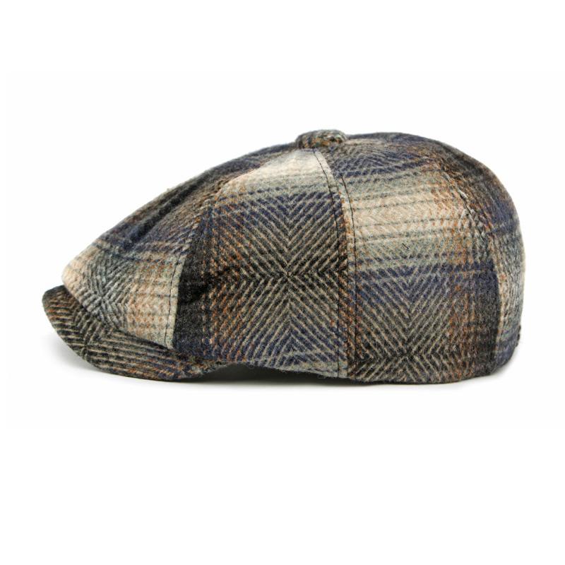 Høst Vinter Ull Gradient Åttekantet Hatt Menn Britisk Vintage Hatt Avisgutthett