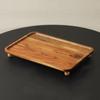 Portable Kitchen Serving Tray Solid Wood Tea Coffee Plate Rustic Serving Platter  Photo Props