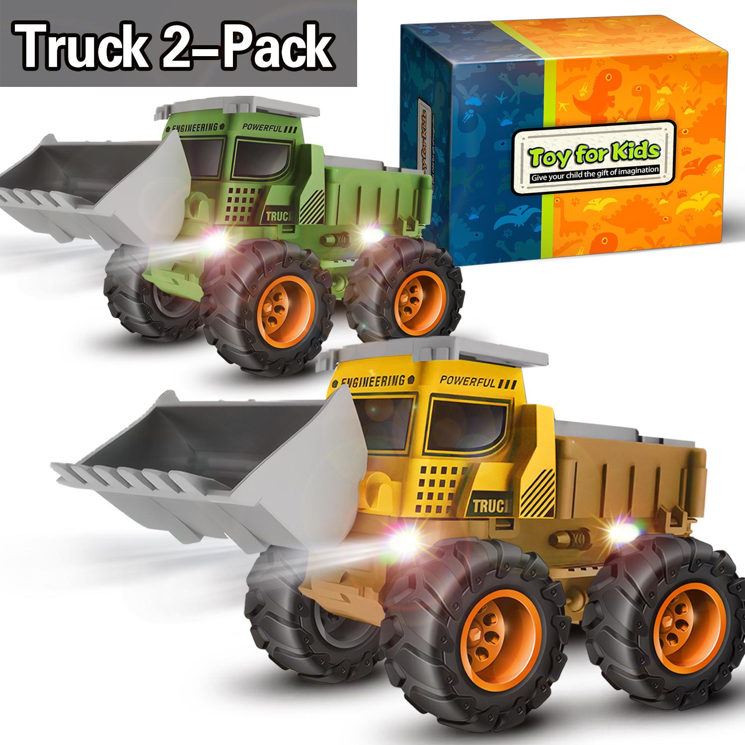 2er-Pack Monster Truck Spielzeug-Spielzeugtruck mit blinkenden LED-Rädern-Leuchtende Autos Fahrzeuge Autos,Schiebe- und Wegfahrspielzeug LKW-Spielset Geschenk