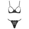 Womens Floral Lace Bra Set Opening Cup Underwire Push Up Top T Back Thong Panties Honeymoon Lingerie