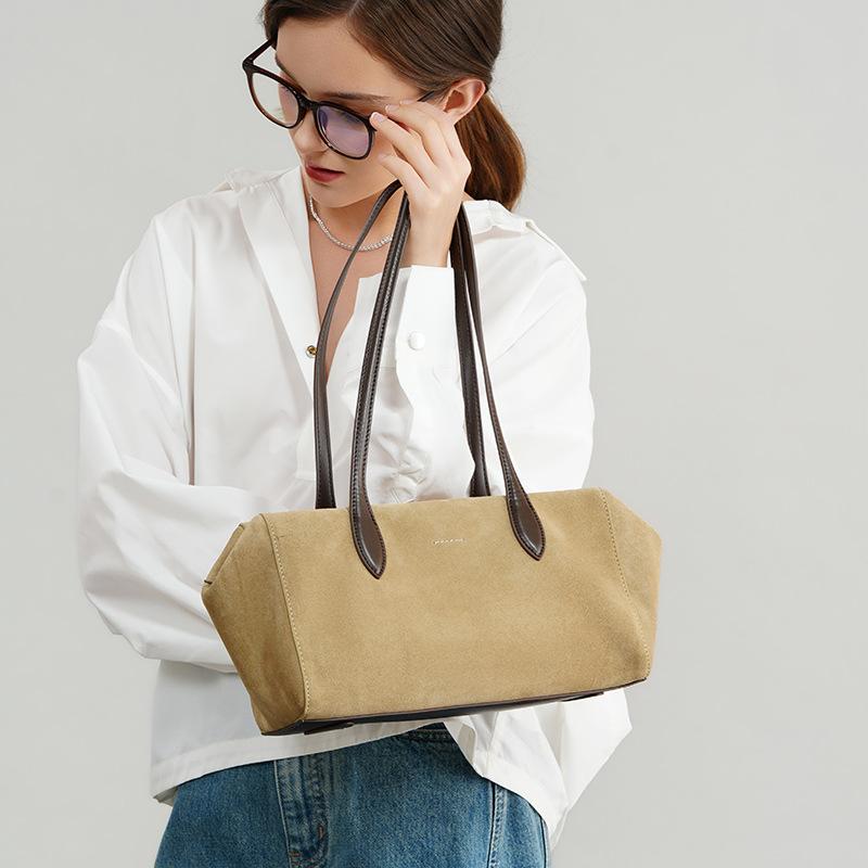 Boston Bowling Bag Frosted Suede Shoulder Bag Women's Commuter Design Sense Underarm Bag