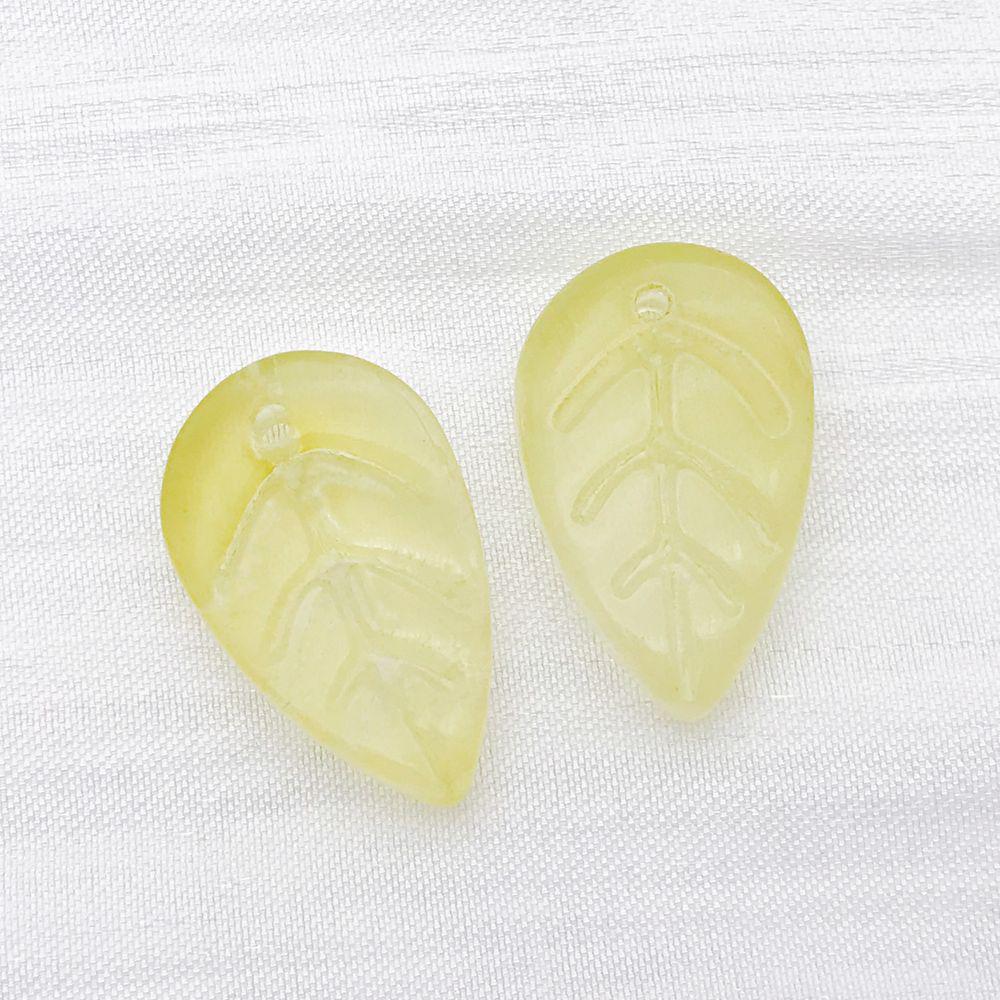 Set of 20 Mixed White, Green & Transparent Glass Leaf Charms for DIY Jewelry
