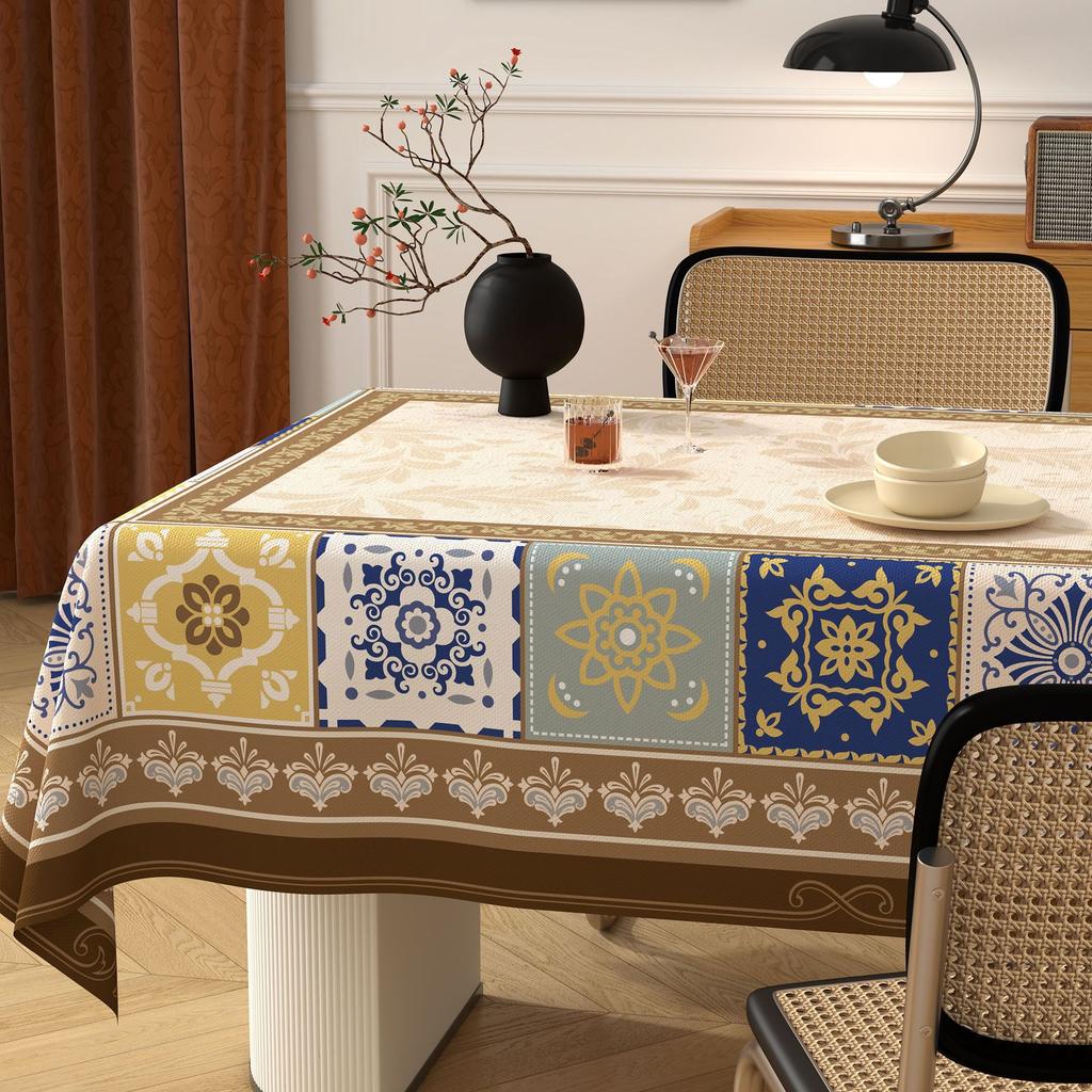 Dining Table Tablecloth Leave-In Oil-Proof, Waterproof And Anti-Scalding Rectangular Dining Table Cloth High-End Coffee Table Tablecloth Protective