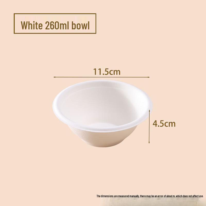 

Yipan Disposable White Bagasse Bowls, 220ml, Pack of 100