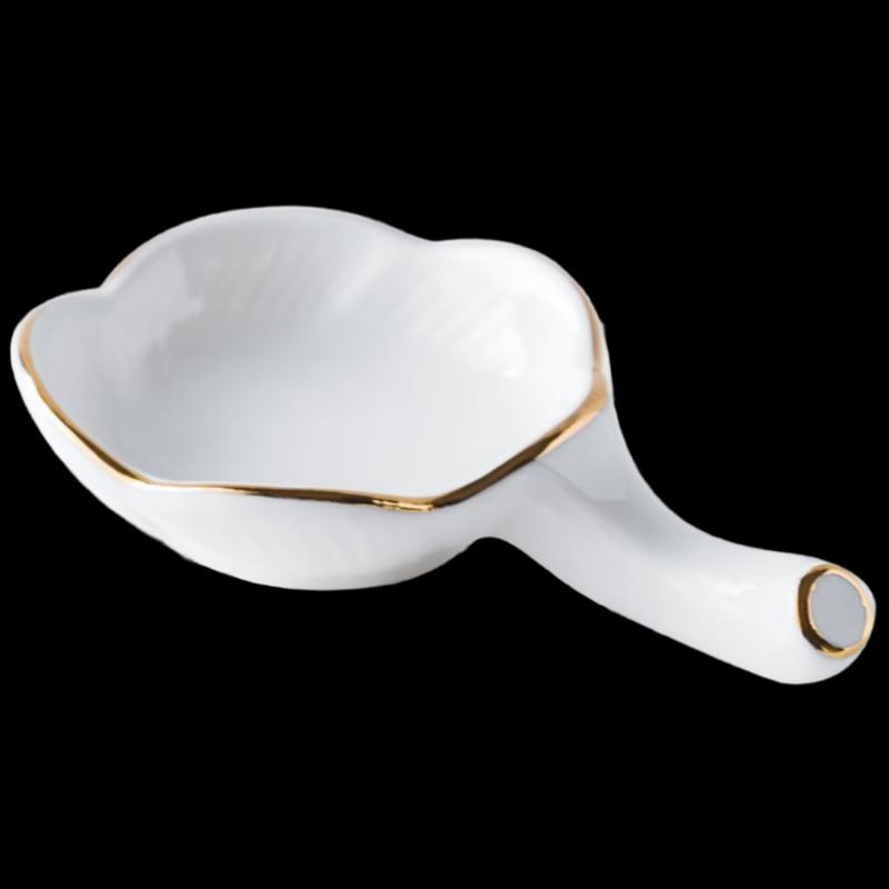 Hueihuang Gold Rim Ceramic Triple Divided Sauce Dish