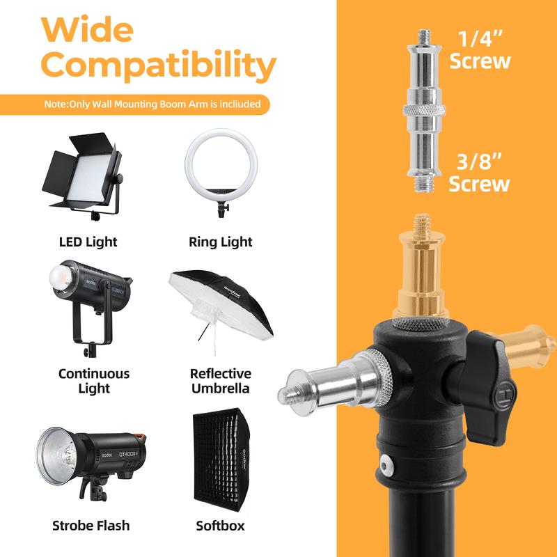 Ambitful 110cm Photography Heavy Ring Light Wall Mount Ceiling Triangle Boom Arm Studio Strobe Lights,Softbox Support Stand