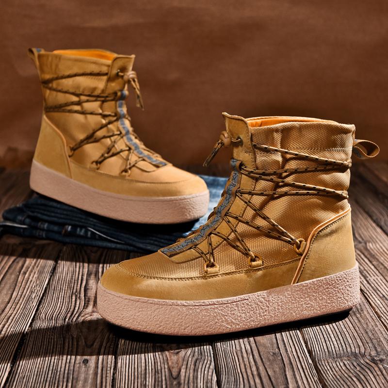 Autumn Men Japan Karajuku Korean Style High Top Streetwear Thick Platform Boots Casual Leather Shoes Male Lace Up Shoes