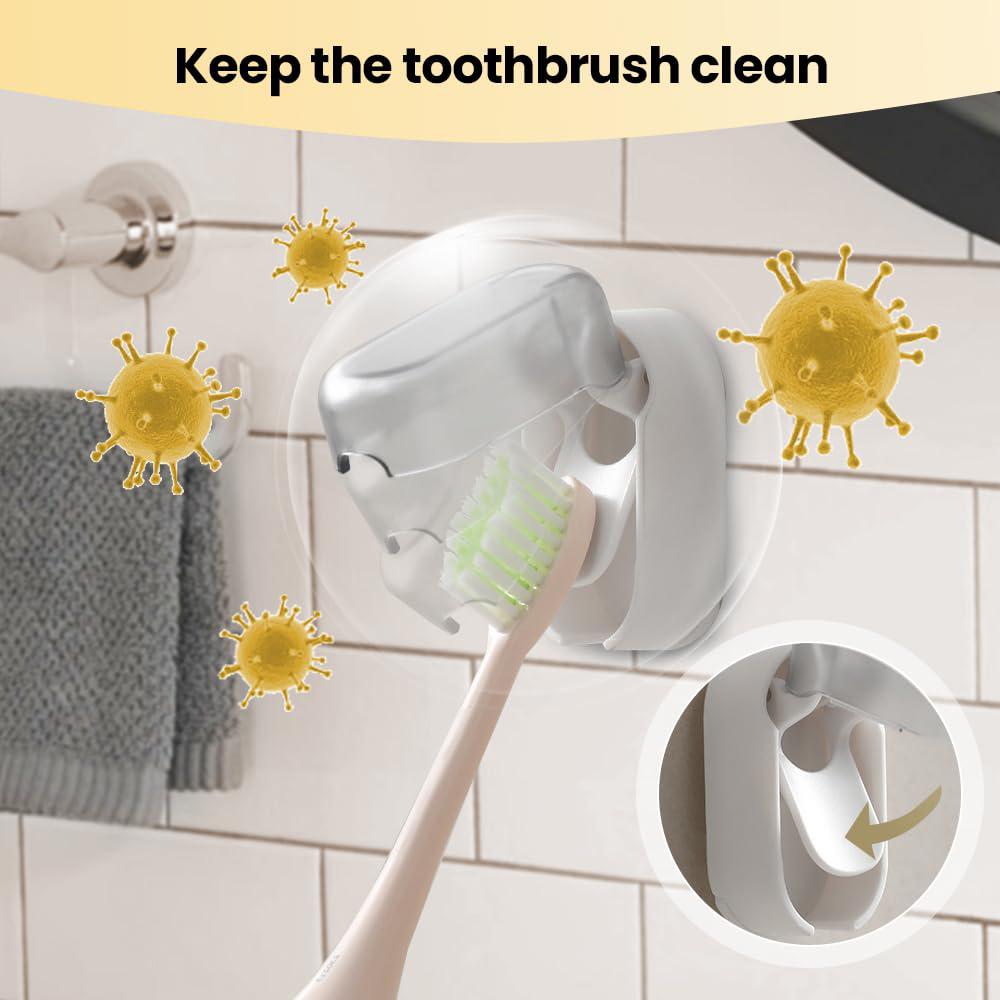 5 Pcs Toothbrush Holder Wall Mounted Protect Toothbrush Hygiene, Toothbrush Covers Head Cap for All Toothbrushes