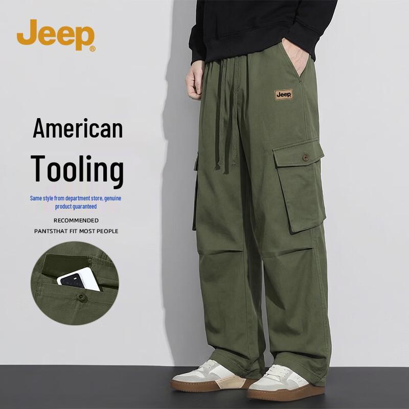 JEEP Men s Loose Fit Pure Cotton Casual Cargo Pants L