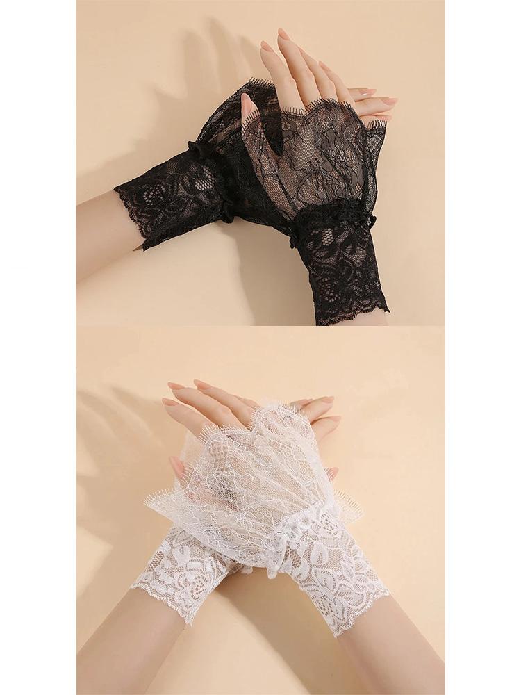 Lace Trim Decorative Cuffs Hollow Lace Cuffs Women Lace Sleeves Lightweight Detachable Cuffs for Halloween Sweaters Blouses