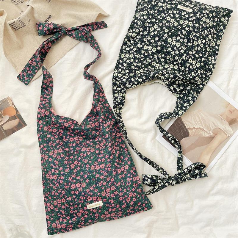 52 New fresh floral canvas bag women's street versatile underarm bag shoulder bag large capacity women's canvas bag