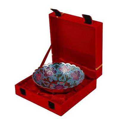 Brass Decorative Bowl for Table, Diwali Gift Item for Home Decor 19.05 Cm, Blue
