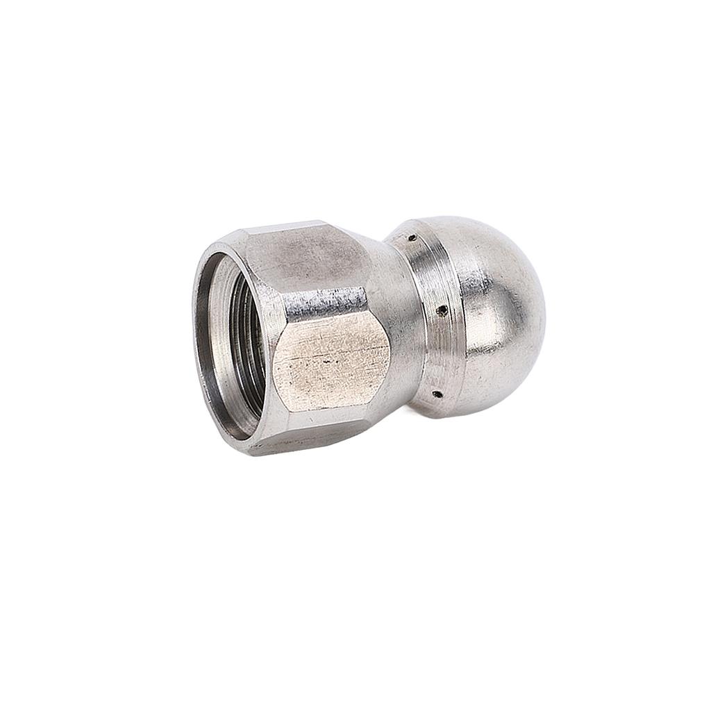 5000PSI High Pressure Washer Nozzle Pipe Dredging Cleaning Nozzle Stainless Steel Jetter Nozzle Ball Head Front 1 Rear 6 Holes G3/8in