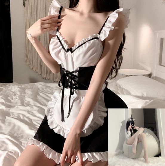 Elegant Maid Lingerie Set – Suspender, Backless, Small Chest Enhancing Design