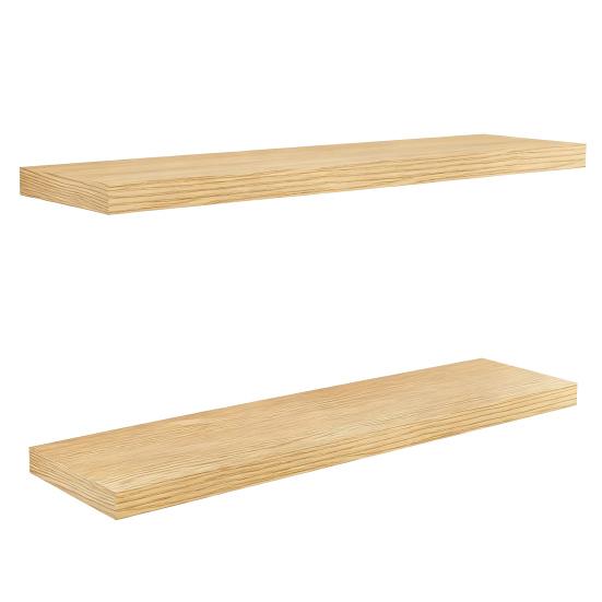 2Pcs/Set Wooden Floating Shelves Wall Mounted Storage Display Shelves Rustic Floating Wall Shelves for Bathroom Bedroom Living Room Kitchen Decor