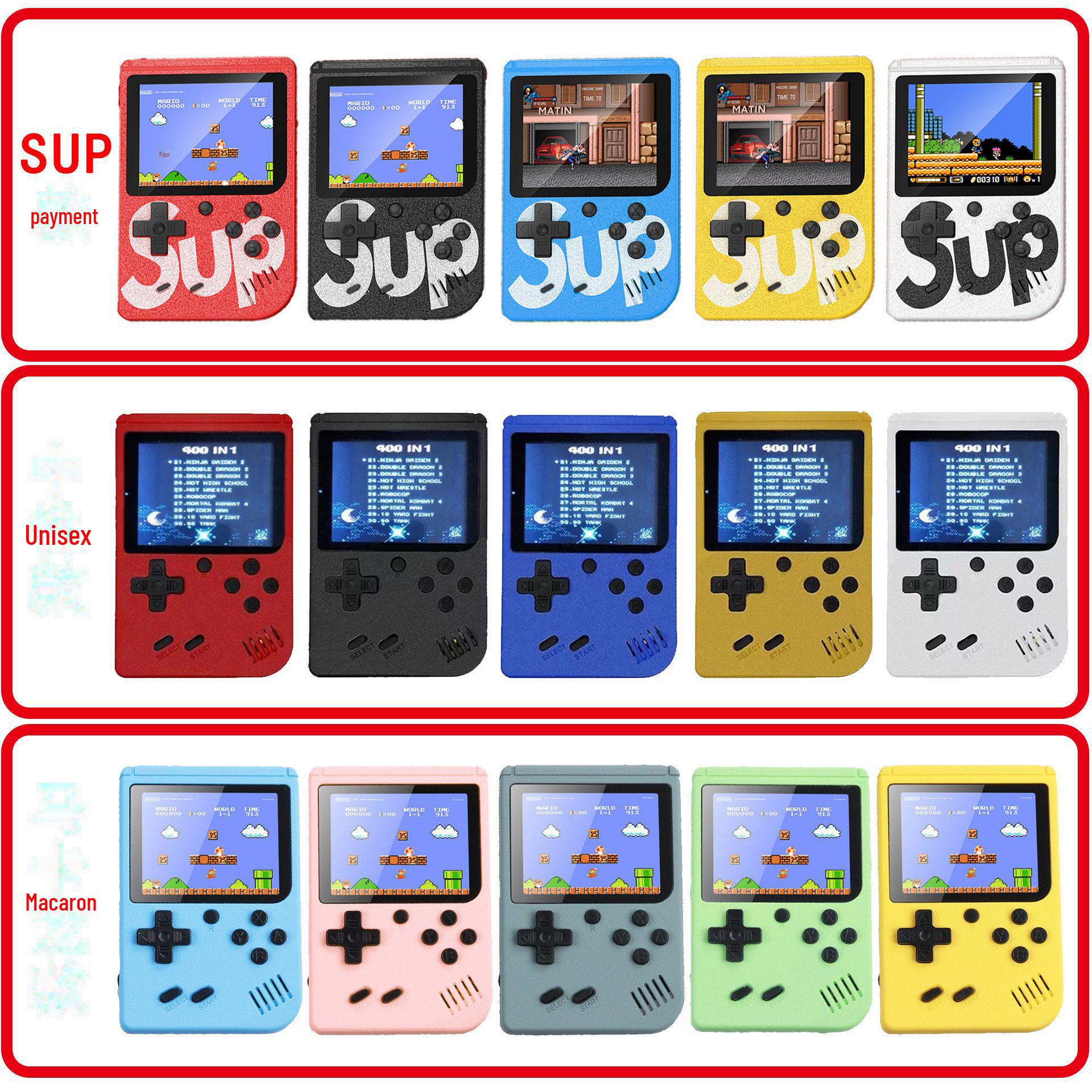 

Мини-ретро 400 портативная игровая консоль с 500 развивающими игрушками, 80 играми для детей дома Macaron Pink Singles. 400in1 розовый
