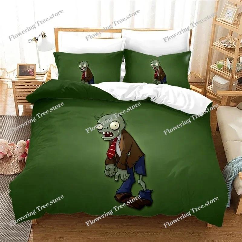 New Plant Zombie Pattern Cartoon Duvet Cover Set Pillowcase Twin Full Queen King 3d Bedding Set Single Double Size Home Textile