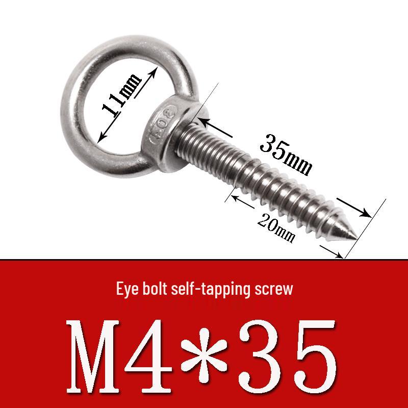 Stainless Steel 304 Eye Bolt, Self-Tapping Screw Eyelet, Butterfly Hand-Tight Self-Sheep Horn Nails
