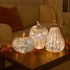 Rose gold glass pumpkin lantern Halloween Decor for Tables Centerpiec Lighted Collectible Thanksgiving Autumn Harvest Figurine