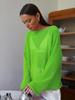 "2025 Spring/Summer Women's Sheer Knit Sweater: European and American Style, Trumpet Sleeves, Round Neck"