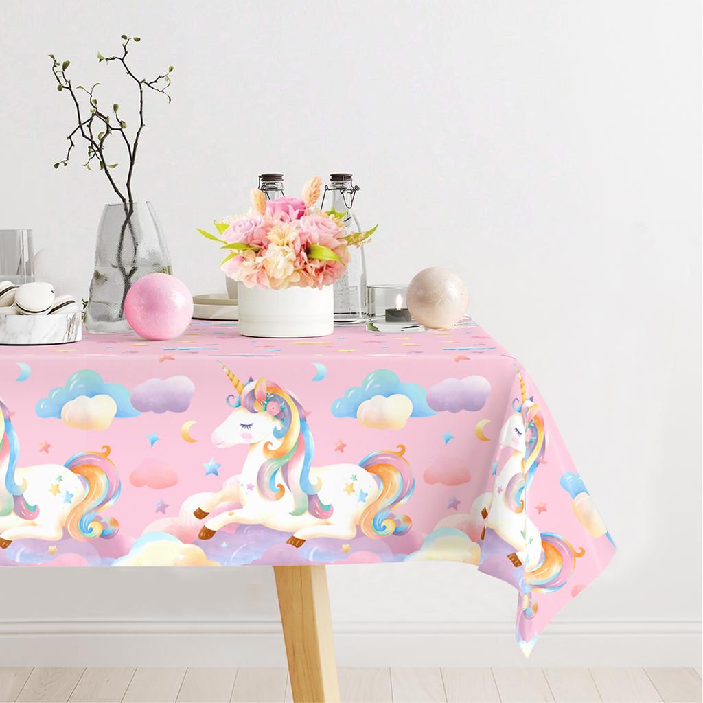 Unicorn Tablecloth Birthday Party Decor Rainbow Unicorn Table Cover Kids Favors Table Cover Girls Baby Shower Party Supplies