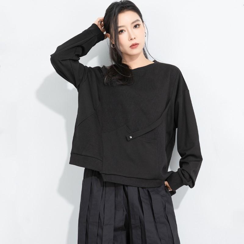 Long Sleeve oversized Black tops casual loose spring autumn winter women Pullover Sweatshirt