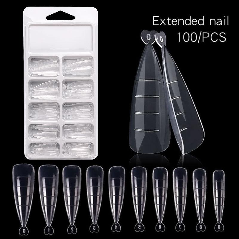 100Pcs Clear Stiletto Full Cover False Nail Scale Clip Gel Acrylic Nail Art Extended Fake Nail DIY Beauty Manicure Accessoires