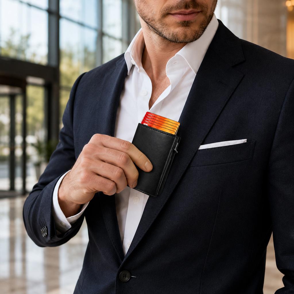 -Up Card Holder Bank Card Case - Compact Credit Card for Men and Women