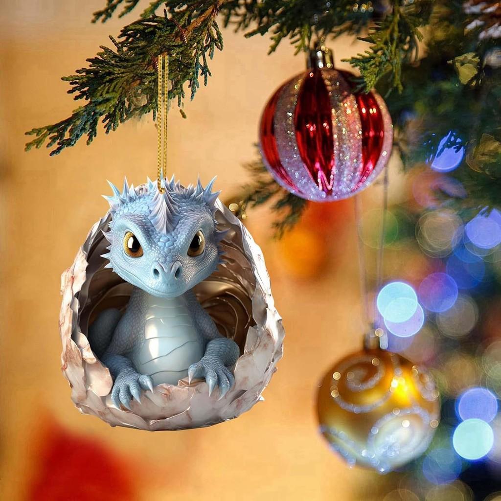 Entzückendes Weihnachts-Drachenei Auto-Hängeornament Aus Langlebigem Acryl Für Feiertagsdekoration