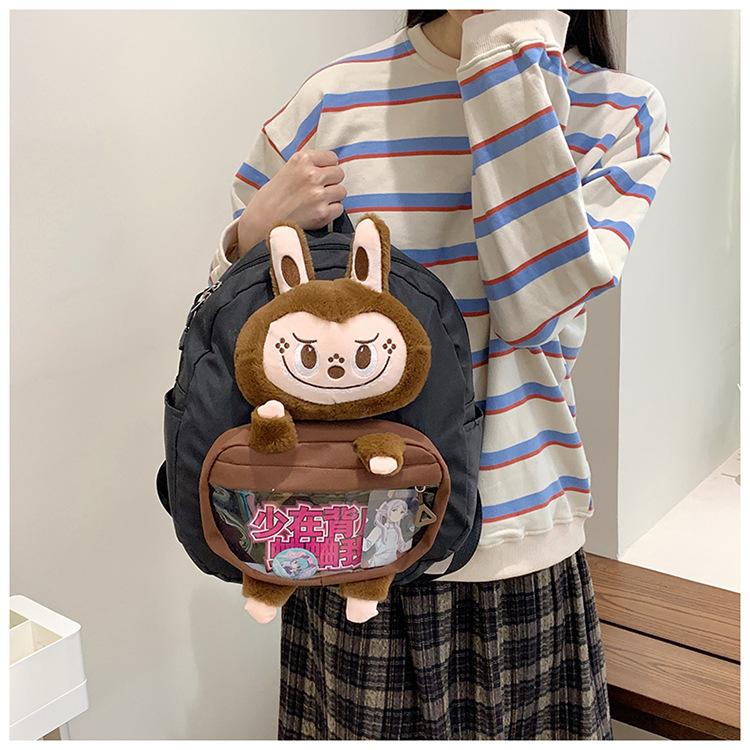 Cartoon cute Labu plush shoulder bag two-dimensional pain bag large capacity high-end backpack school bag CLE