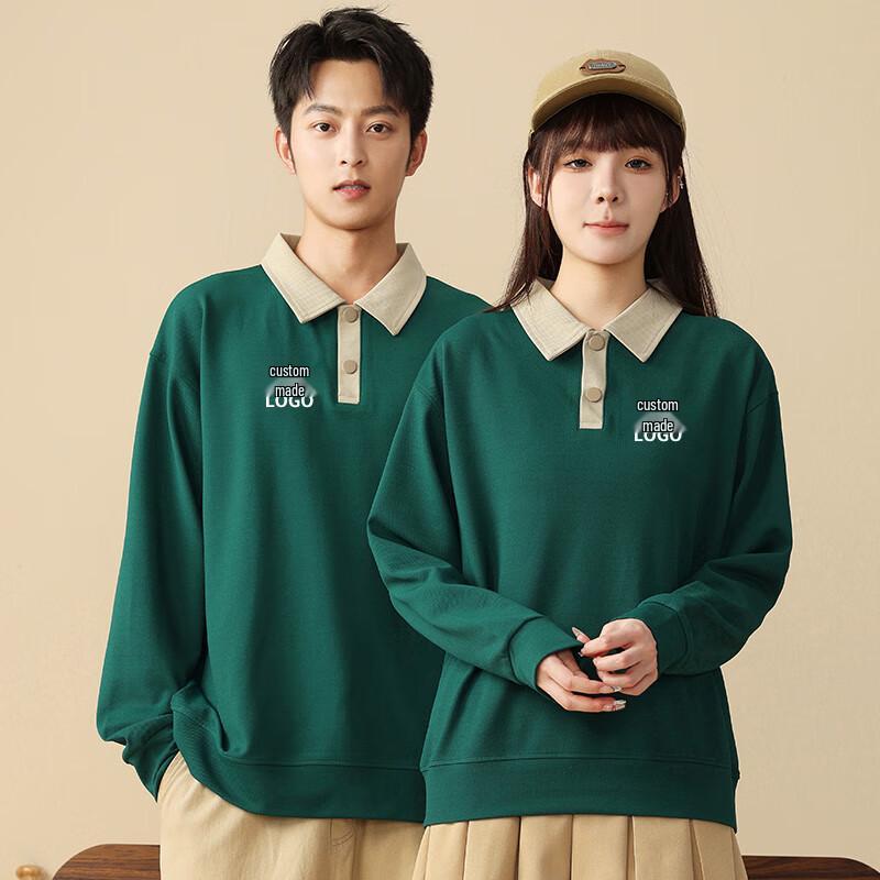 ROMON Unisex Casual Drop-Shoulder Turn-Down Collar Sweatshirt