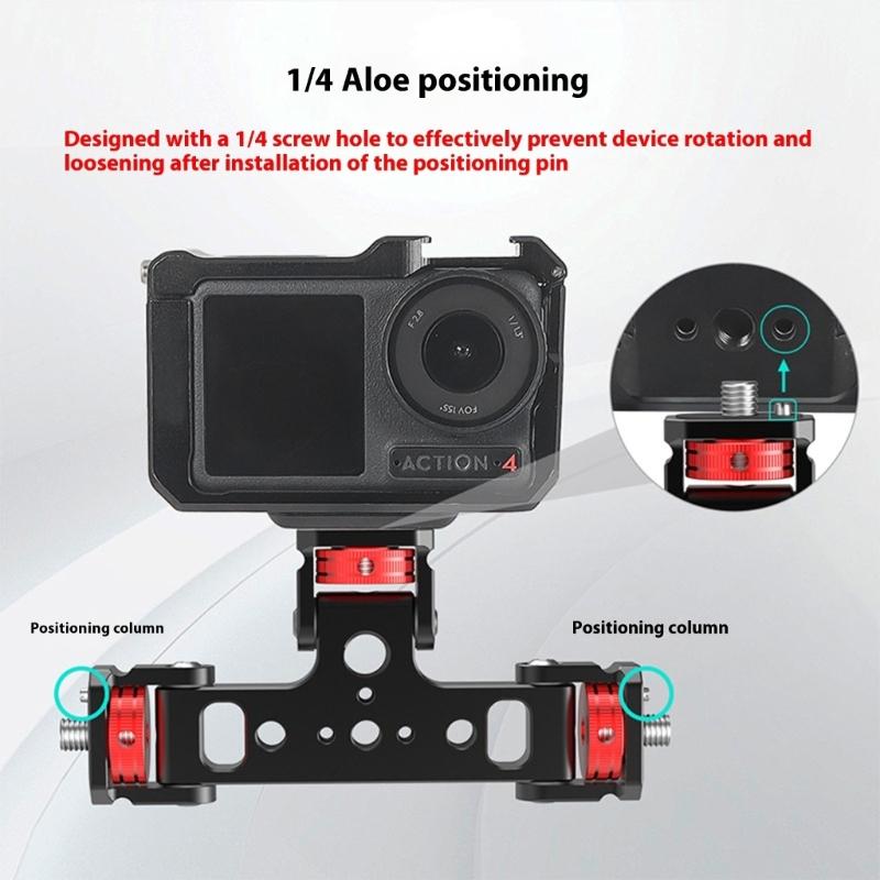Aluminum Triple Mount Adapter 1/4 3/8 Thread for Action DSLR Camera Phone Tripod Extension Bracket Mount Replacement